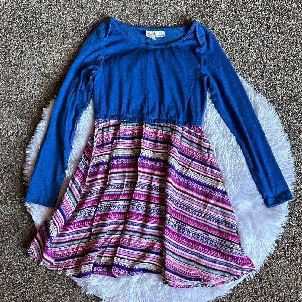 Roxy Girl Dress Stretchy Multicolor Long Sleeves Girls Size 12 14 Medium
